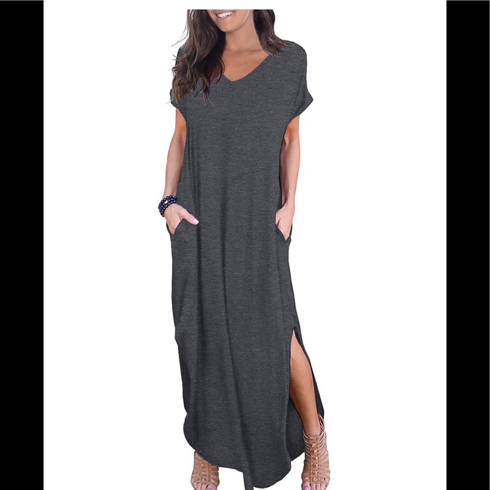 Grecerelle loose pocket short sleeve maxi dress
